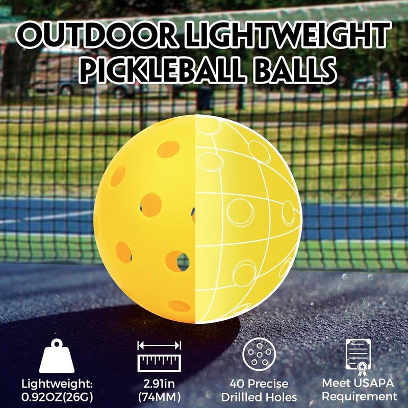 ianoni Pickleball Balls, 40 Holes Pickle Balls for Outdoor Indoor Sports Play, High Bounce Durable Pickleballs for All Types Paddles, Gifts for Pickleball Lovers (Yellow 1Pc) - Image 2