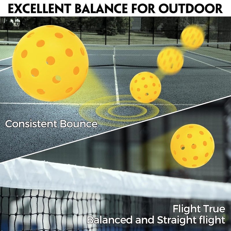 ianoni Pickleball Balls, 40 Holes Pickle Balls for Outdoor Indoor Sports Play, High Bounce Durable Pickleballs for All Types Paddles, Gifts for Pickleball Lovers (Yellow 1Pc) - Image 4