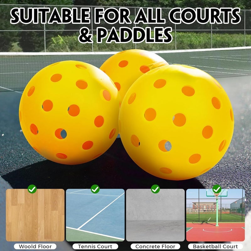 ianoni Pickleball Balls, 40 Holes Pickle Balls for Outdoor Indoor Sports Play, High Bounce Durable Pickleballs for All Types Paddles, Gifts for Pickleball Lovers (Yellow 1Pc) - Image 3
