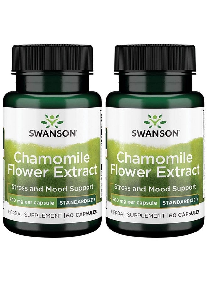 Swanson Chamomile Flower Extract 500 Milligrams Standardized to 1.2% Apigenin 6 mg per Capsule 60 Capsules (2 Pack)