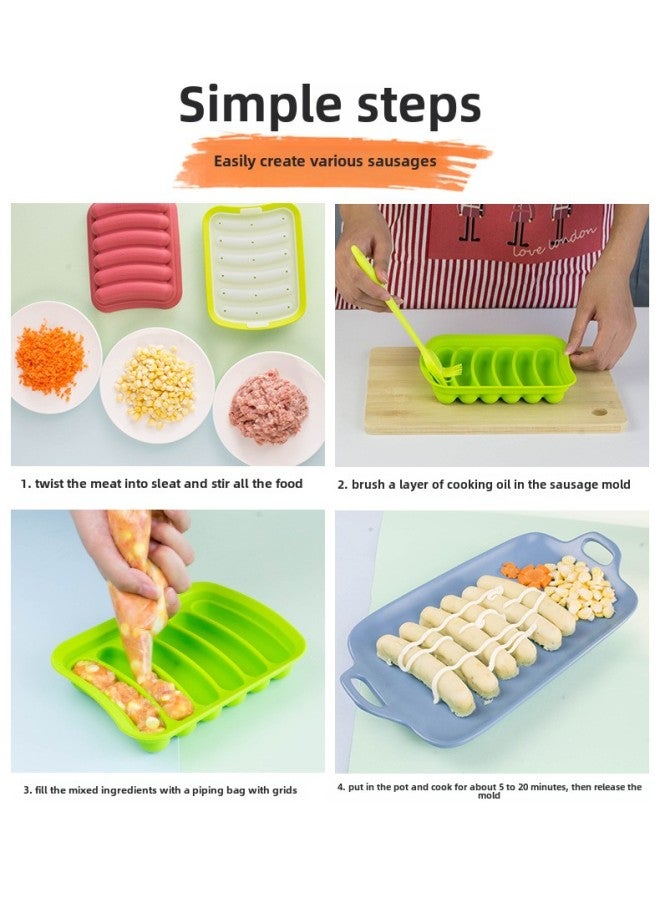 Spot Silicone Sausage Mold With Lid Homemade Baby Food Egg Sausage Box High Temperature Resistant Baking Mold-Specifications:Six Sausage Mould With Lid-Color:Yellow - Image 5