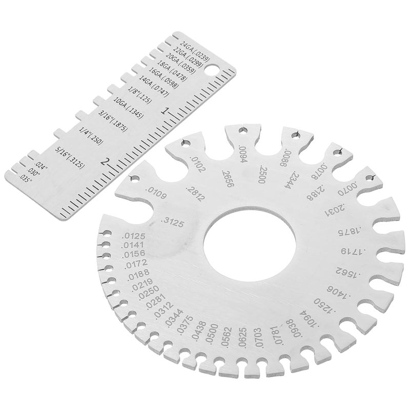 أداة قياس سلك الفولاذ المقاوم للصدأ 2 قطعة مزدوجة الجوانب لقياس سمك الكابلات في مشاريع اللحام الكهربائية - Image 1