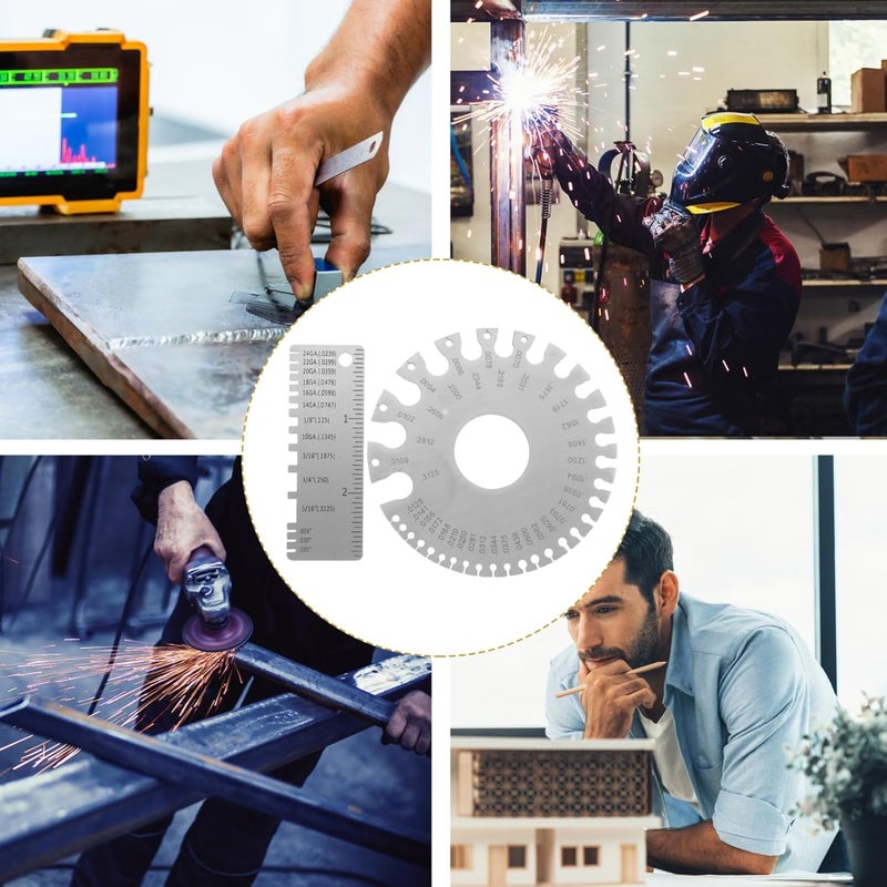 أداة قياس سلك الفولاذ المقاوم للصدأ 2 قطعة مزدوجة الجوانب لقياس سمك الكابلات في مشاريع اللحام الكهربائية - Image 4