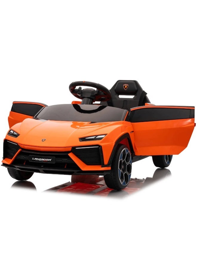 لامبورغيني Licensed Lamborghini Lanzador 12V Kids Electric Ride-On Car with Remote Control, Leather Seat, EVA Wheels & Bluetooth (Ages 1-4) - ORANGE - Image 5