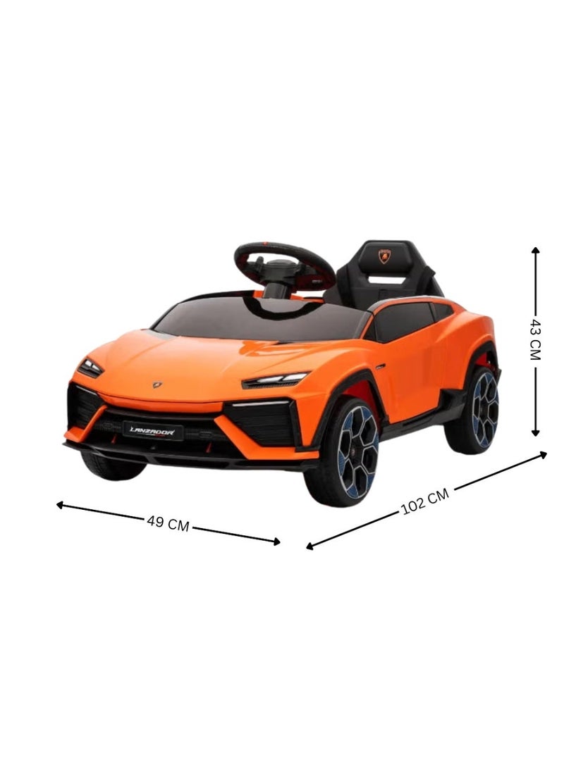 لامبورغيني Licensed Lamborghini Lanzador 12V Kids Electric Ride-On Car with Remote Control, Leather Seat, EVA Wheels & Bluetooth (Ages 1-4) - ORANGE - Image 2