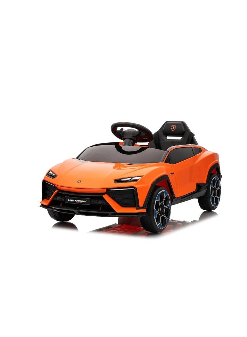 لامبورغيني Licensed Lamborghini Lanzador 12V Kids Electric Ride-On Car with Remote Control, Leather Seat, EVA Wheels & Bluetooth (Ages 1-4) - ORANGE - Image 1