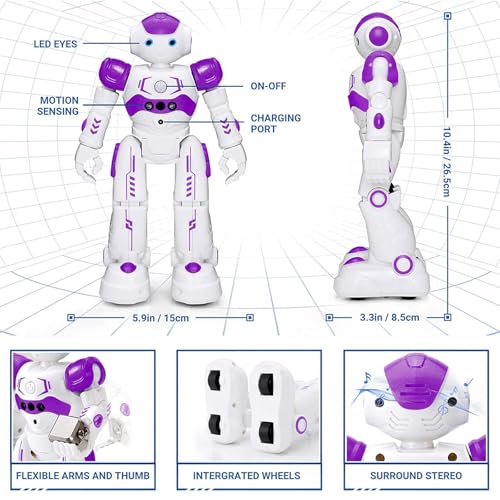 KingsDragon RC Robot Toys for Kids Gesture Sensing Programmable Remote Control Smart Robot for Age 3 4 5 6 7 8 Year Old Boys Girls Birthday Gift PresentPurple - Image 5