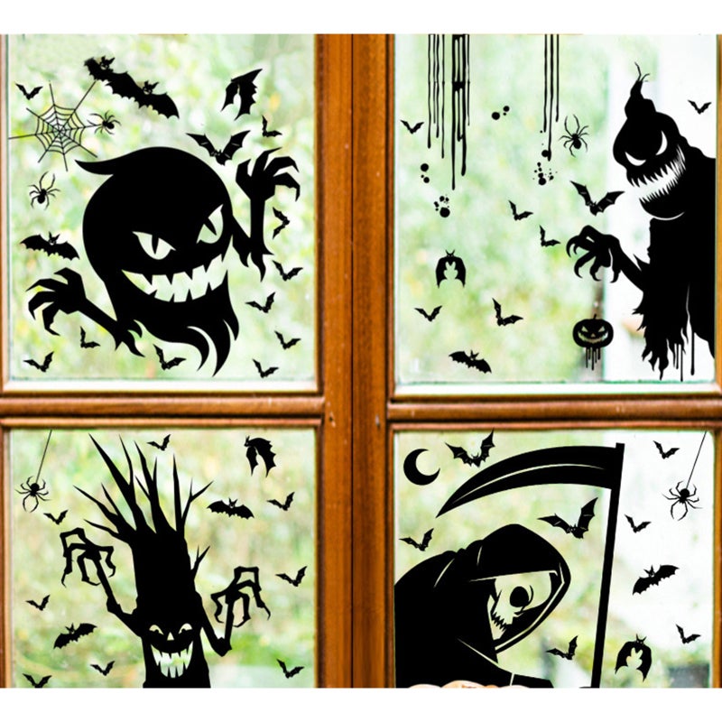 8PCS Window Sticker Scary Creepy Glass Window Decal Double Sided Window Clings for Halloween Dress Up Adhesive Sticker Halloween Gift Decoration - Image 4