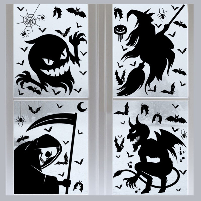 8PCS Window Sticker Scary Creepy Glass Window Decal Double Sided Window Clings for Halloween Dress Up Adhesive Sticker Halloween Gift Decoration - Image 5