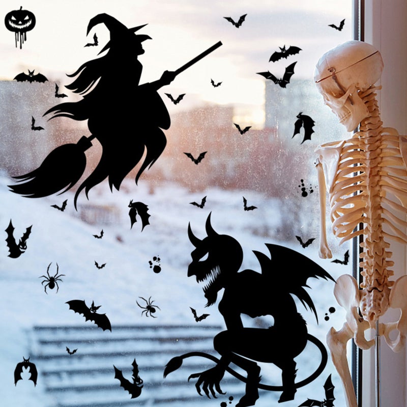 8PCS Window Sticker Scary Creepy Glass Window Decal Double Sided Window Clings for Halloween Dress Up Adhesive Sticker Halloween Gift Decoration - Image 3