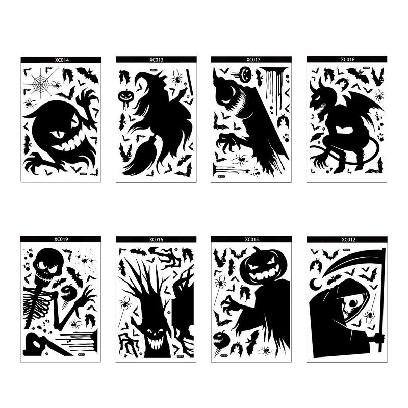 8PCS Window Sticker Scary Creepy Glass Window Decal Double Sided Window Clings for Halloween Dress Up Adhesive Sticker Halloween Gift Decoration - Image 1