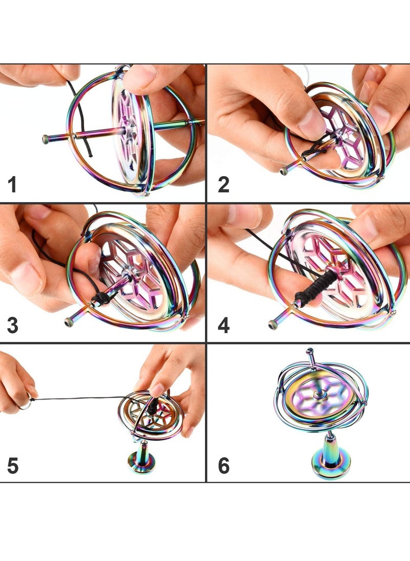 Gyroscope Metal Anti-Gravity Gyroscope Toy Colorful Spinning Top Desktop Ornament for Children Adult