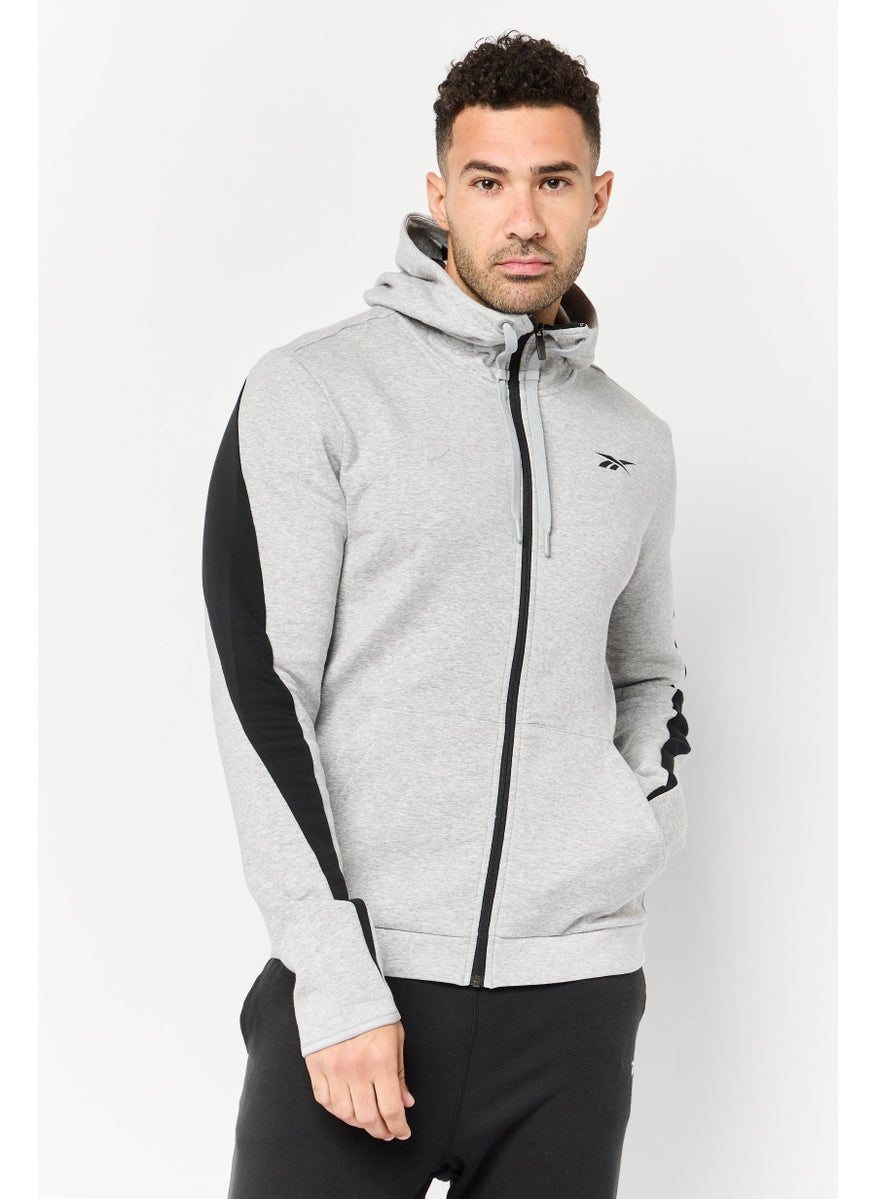 Reebok Men Sportswear Fit Long Sleeve Training Jacket, Heather Grey  - Image 1