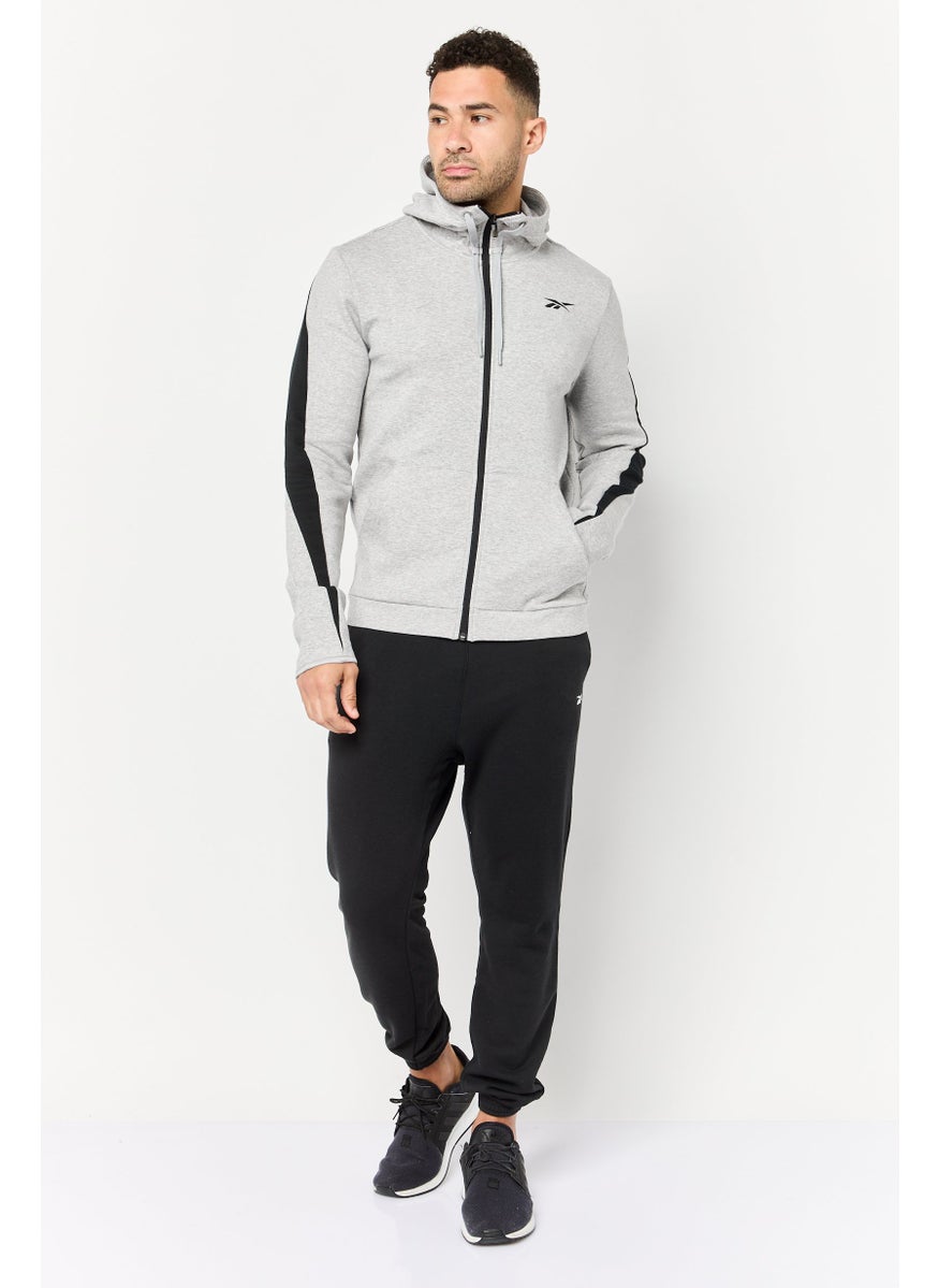 Reebok Men Sportswear Fit Long Sleeve Training Jacket, Heather Grey  - Image 2