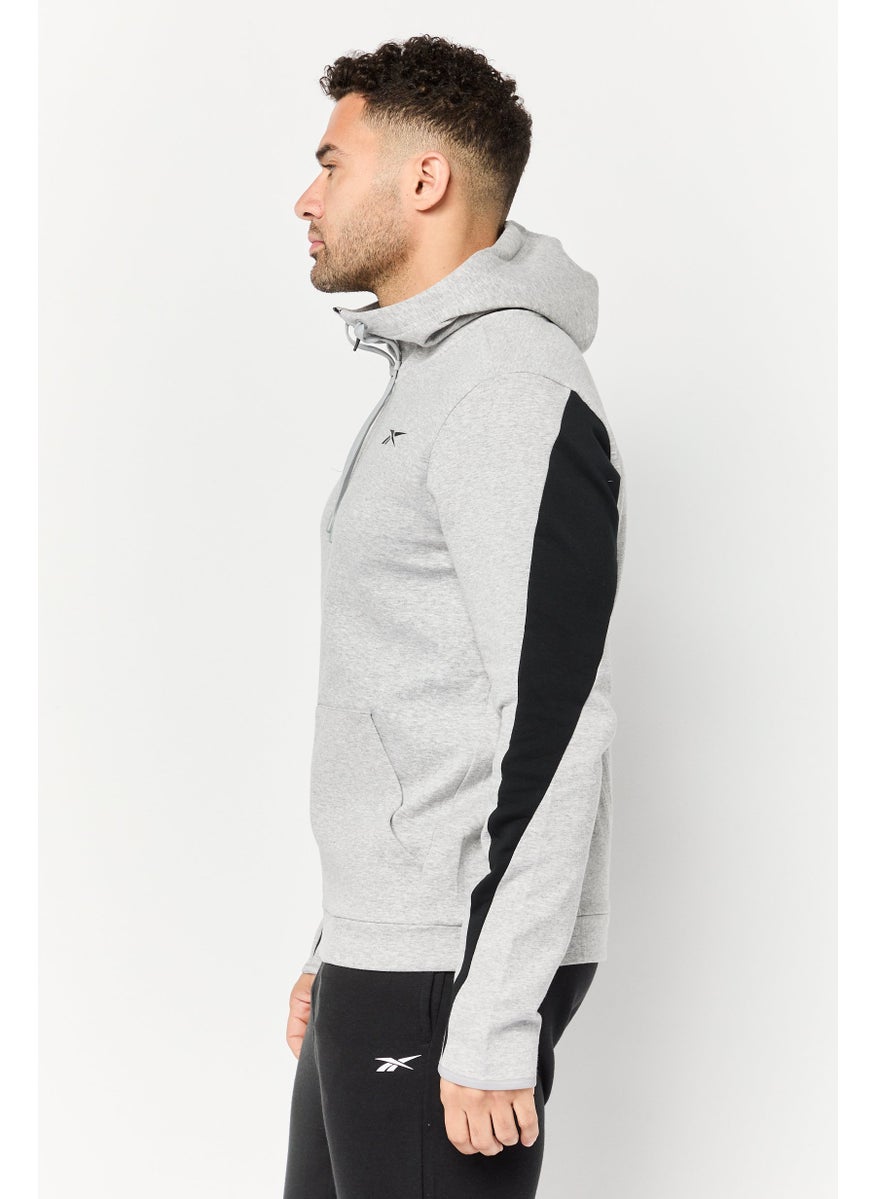 Reebok Men Sportswear Fit Long Sleeve Training Jacket, Heather Grey  - Image 3