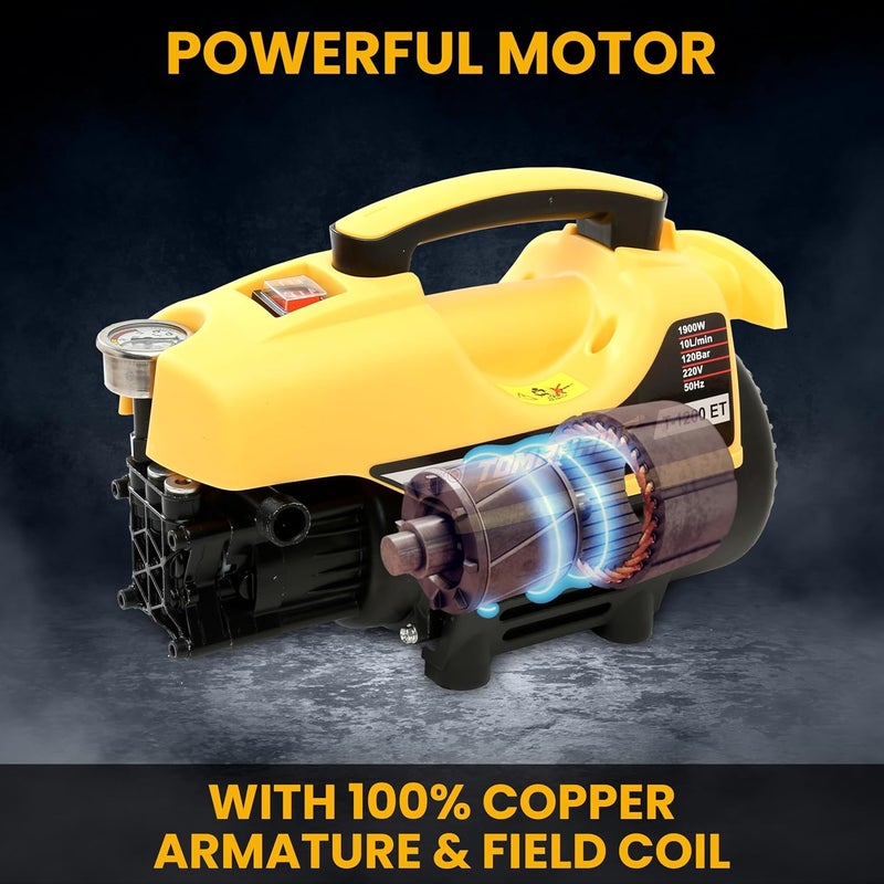 TOMAHAWK Pressure Washer T1200 1900W 120 Bar 10Lmin Flow 8m Hose Pipe Adjustable Pressure Settings Durable Design - Image 2