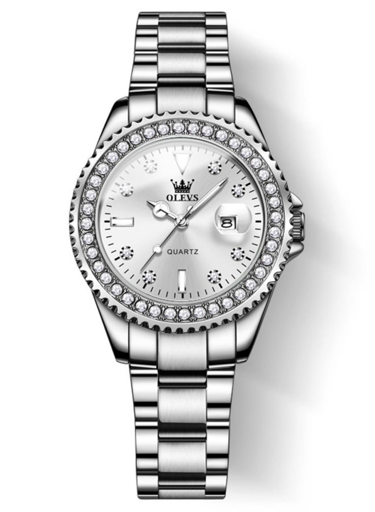أوليفز ساعات نسائية كوارتز ستانلس ستيل مقاومة للماء أنالوج 34 مم فضية 9945 - Image 1