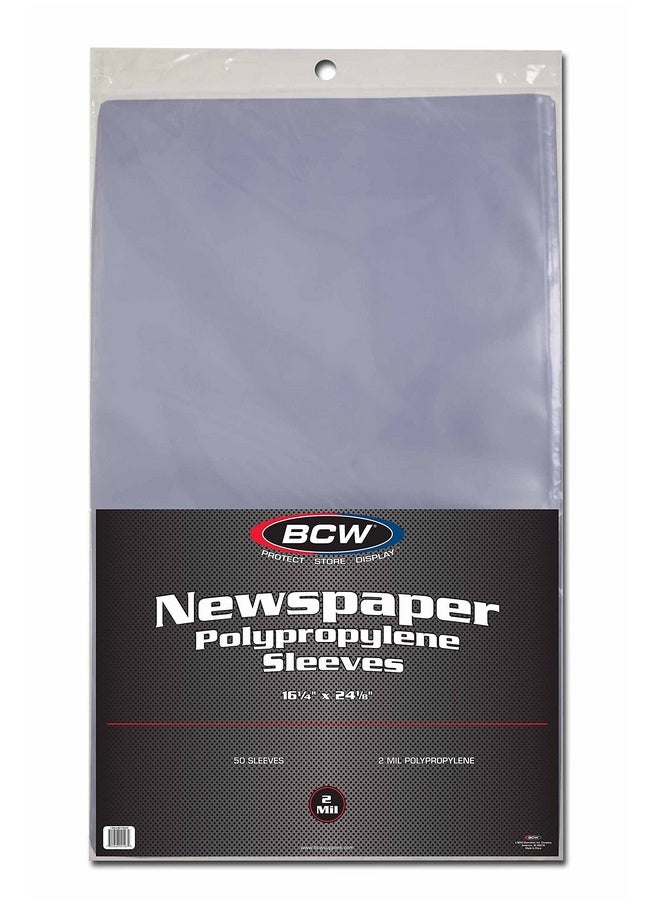 BCW - BCW 16x24 Newspaper Sleeves (50 ct) | Acid-Free, Archival Quality Sheet Protectors for Collectible Newspapers | Newspaper Protectors For Collectors | Clear Plastic Newspaper Preservation Sleeves - Image 1