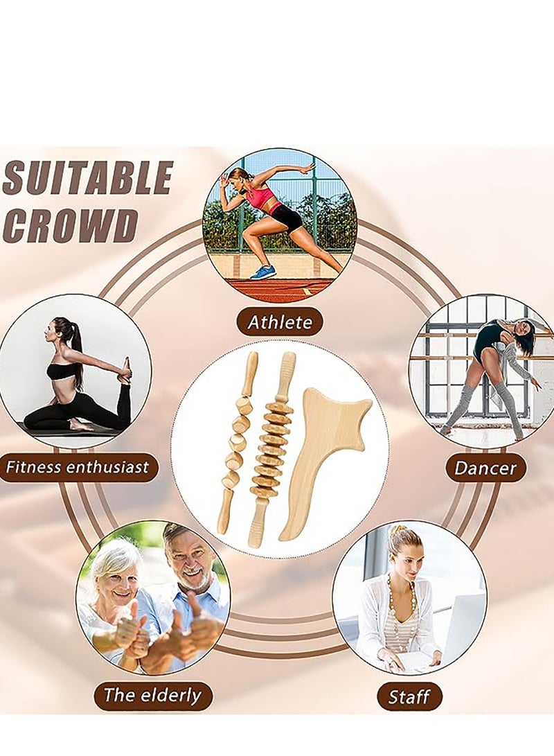 Loquat 3 Pieces Wood Therapy Massage Tools Maderoterapia Kit Lymphatic Drainage Tool Anti Cellulite Massager Maderoterapia Colombiana Body Muscle Pain Relief Fascia Massage Release Cellulite Sore Muscle - Image 2