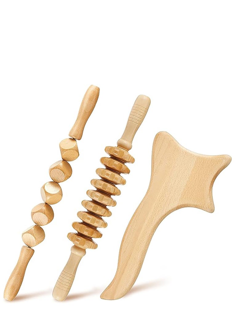 Loquat 3 Pieces Wood Therapy Massage Tools Maderoterapia Kit Lymphatic Drainage Tool Anti Cellulite Massager Maderoterapia Colombiana Body Muscle Pain Relief Fascia Massage Release Cellulite Sore Muscle - Image 1