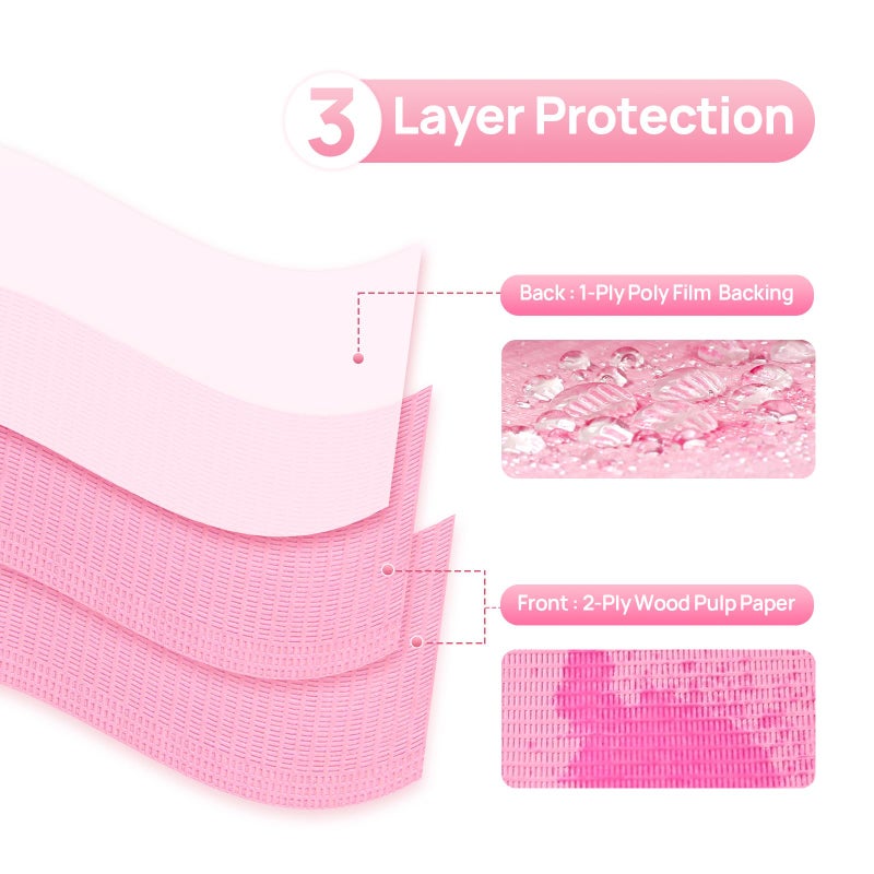 JMU 125 Pack Dental Bibs, Pink Dental Bibs Disposable 3-Ply, 13" x 18" Patient Bibs Medical Tray Covers - Image 2