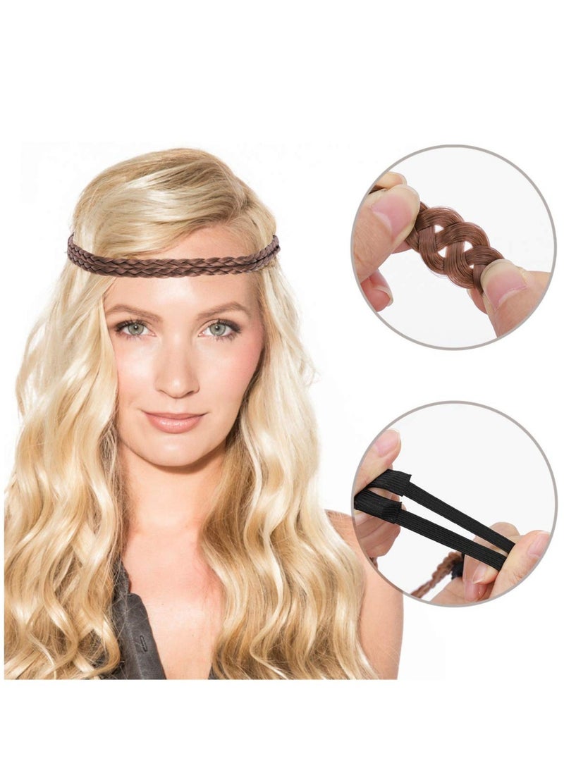 4 قطع من أربطة الشعر المنسوجة يدويًا، أربطة شعر مزدوجة مضفرة، ملحقات شعر مرنة قابلة للتمدد، تصميم بوهيمي، مناسب للنساء والفتيات - Image 2