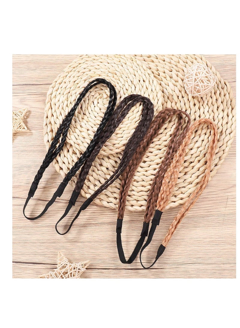 4 قطع من أربطة الشعر المنسوجة يدويًا، أربطة شعر مزدوجة مضفرة، ملحقات شعر مرنة قابلة للتمدد، تصميم بوهيمي، مناسب للنساء والفتيات - Image 4