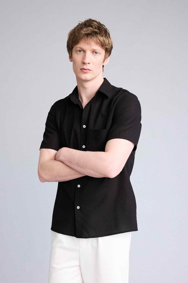 DeFacto Black Man Basic Cotton Shirt Casual - Image 4