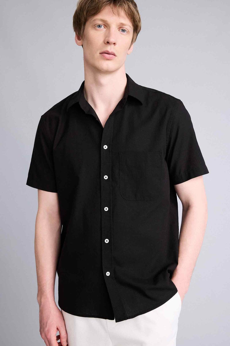 DeFacto Black Man Basic Cotton Shirt Casual - Image 1
