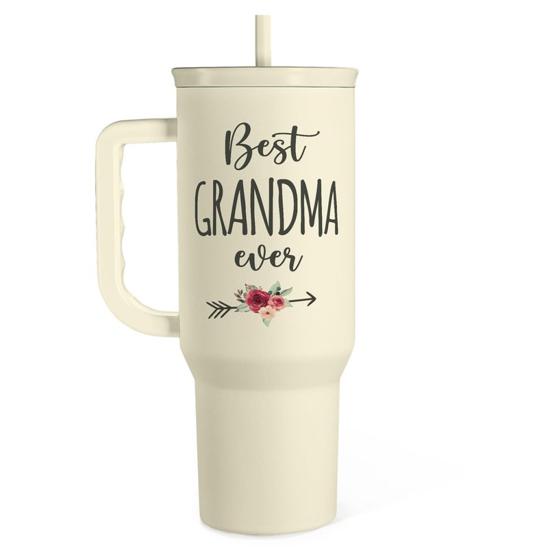 SANDJEST Grandma Tumbler with Handle 40oz  Grandmother Gifts from Granddaughter Grandson  Stainless Steel Tumblers Coffee Travel Cup  Gifts for Nana Mimi Grandmom on Birthday Christmas Mothers Day Valentines  - Image 1
