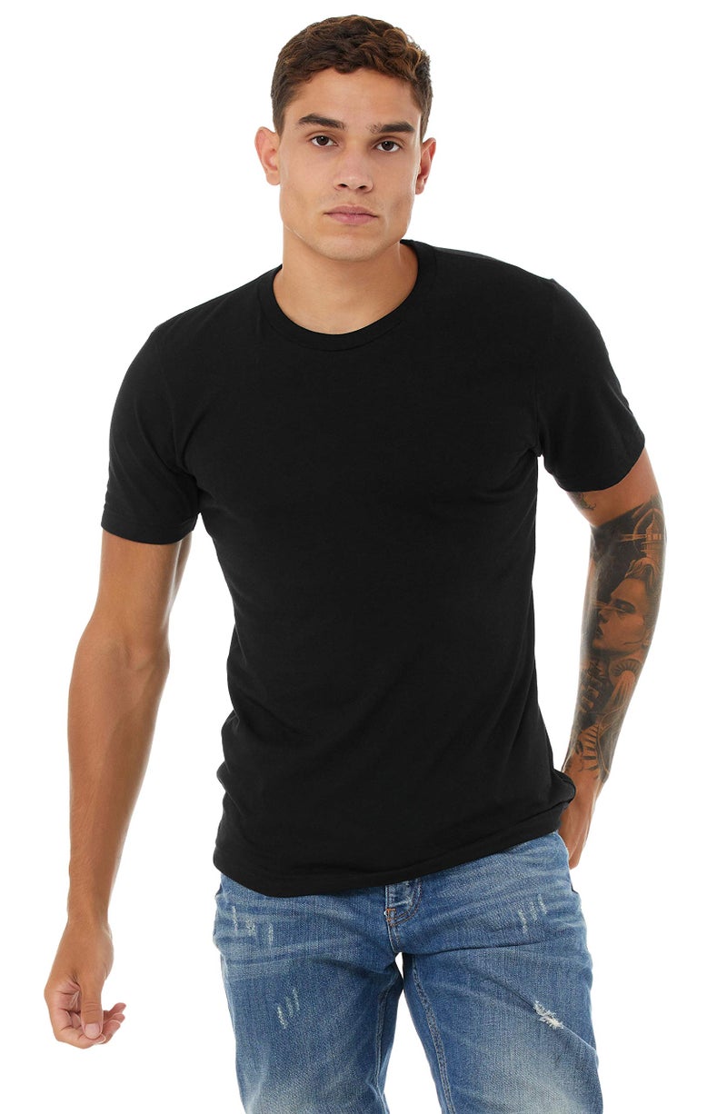BELLA+CANVAS Mens Triblend Crew Tee T Shirt, Black, Large US