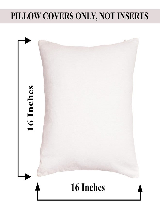 RELY+ Cotton Throw Pillow Covers White 16"x16" Set of 2 Decoration Gifts Zippered Throw Pillow Covers for Couch Sofa Farmhouse Living Room - Outdoor & Indoor Square Pillow Cases - Image 5