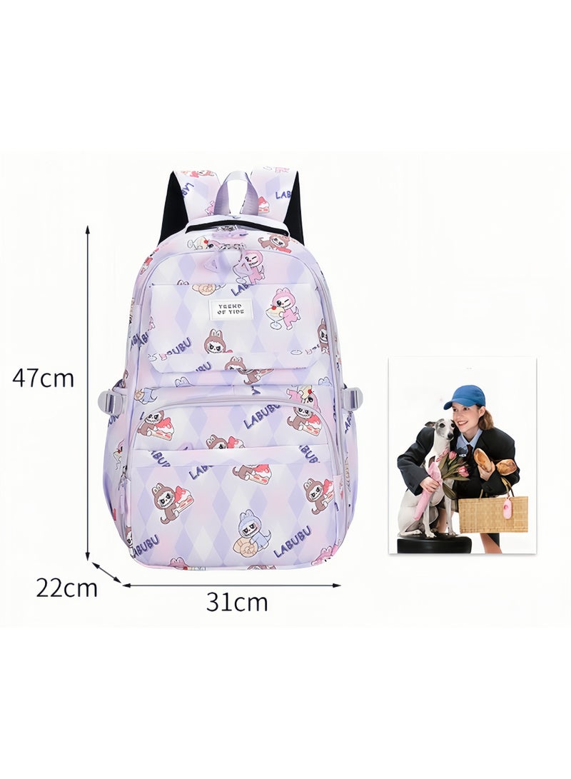 Labubu Children's Backpack Wholesale New Large Capacity Light Refrigerator Door Boys And Girls Backpack Elementary School Schoolbag 47*31*22CM - Image 2