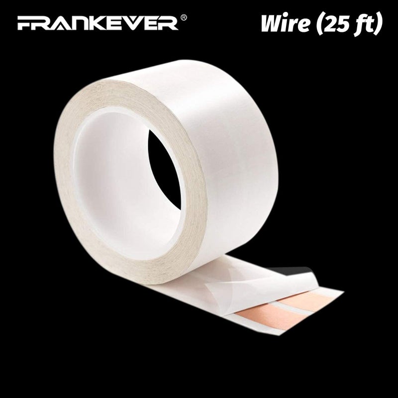 FRANKEVER كابل صوت مخفي مسطح من فرانكيفر بسمك 16 قياس مناسب لتوصيل أسلاك الصوت، إضاءة LED وأجهزة أخرى تعمل بجهد منخفض (سلك (25 قدم) + 2 موصلات-C) - Image 2