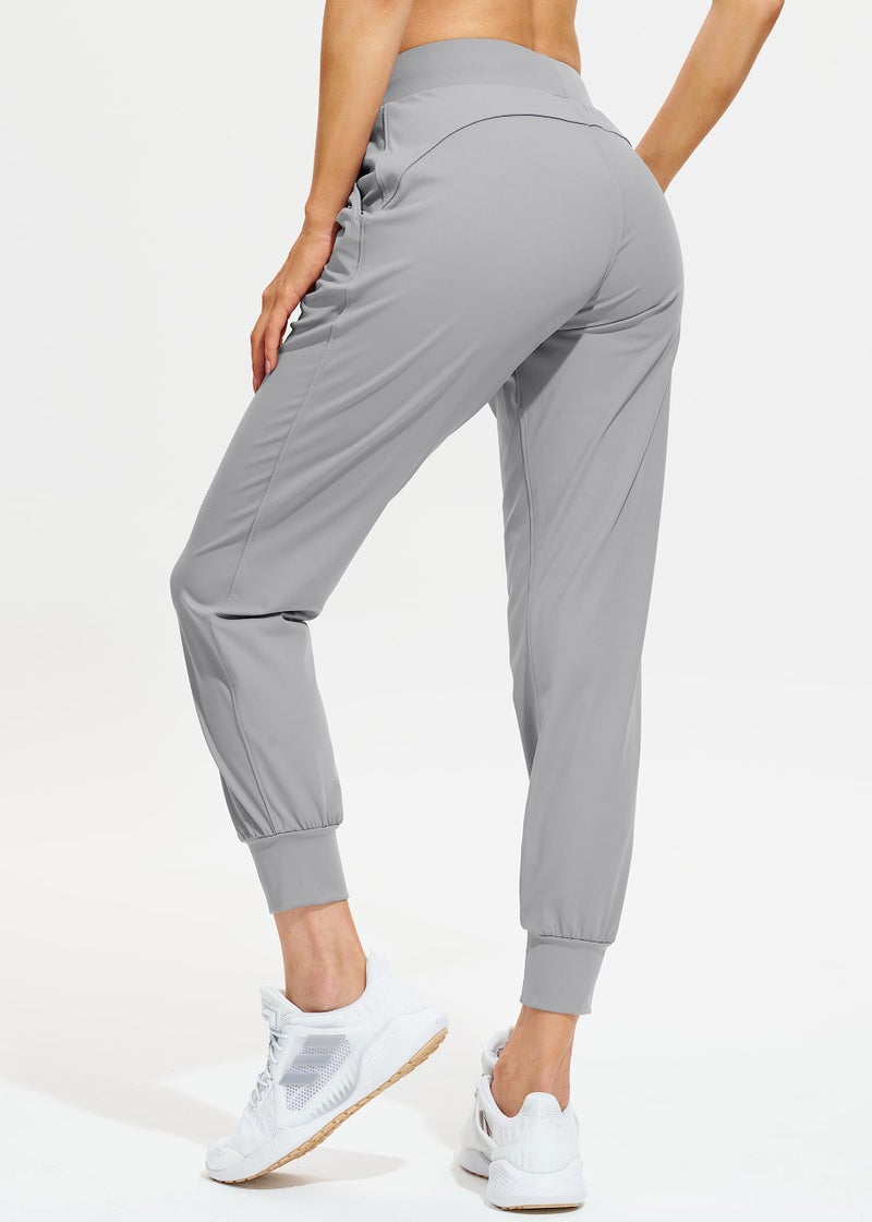 Libin Women's Joggers Pants Athletic Dance Sweatpants with Pockets Running Tapered Casual Pants for Workout,Lounge, Bright Grey S - Image 2