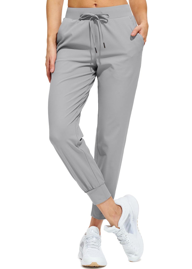 Libin Women's Joggers Pants Athletic Dance Sweatpants with Pockets Running Tapered Casual Pants for Workout,Lounge, Bright Grey S - Image 1