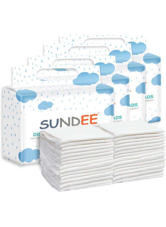 Sundee Baby Disposable Changing Pad, 100 Pack Soft Non-Woven Fabric Breathable Waterproof Underpads, Portable Leak-Proof Mattress Protector, Incontinence Bed Pads - Image 1
