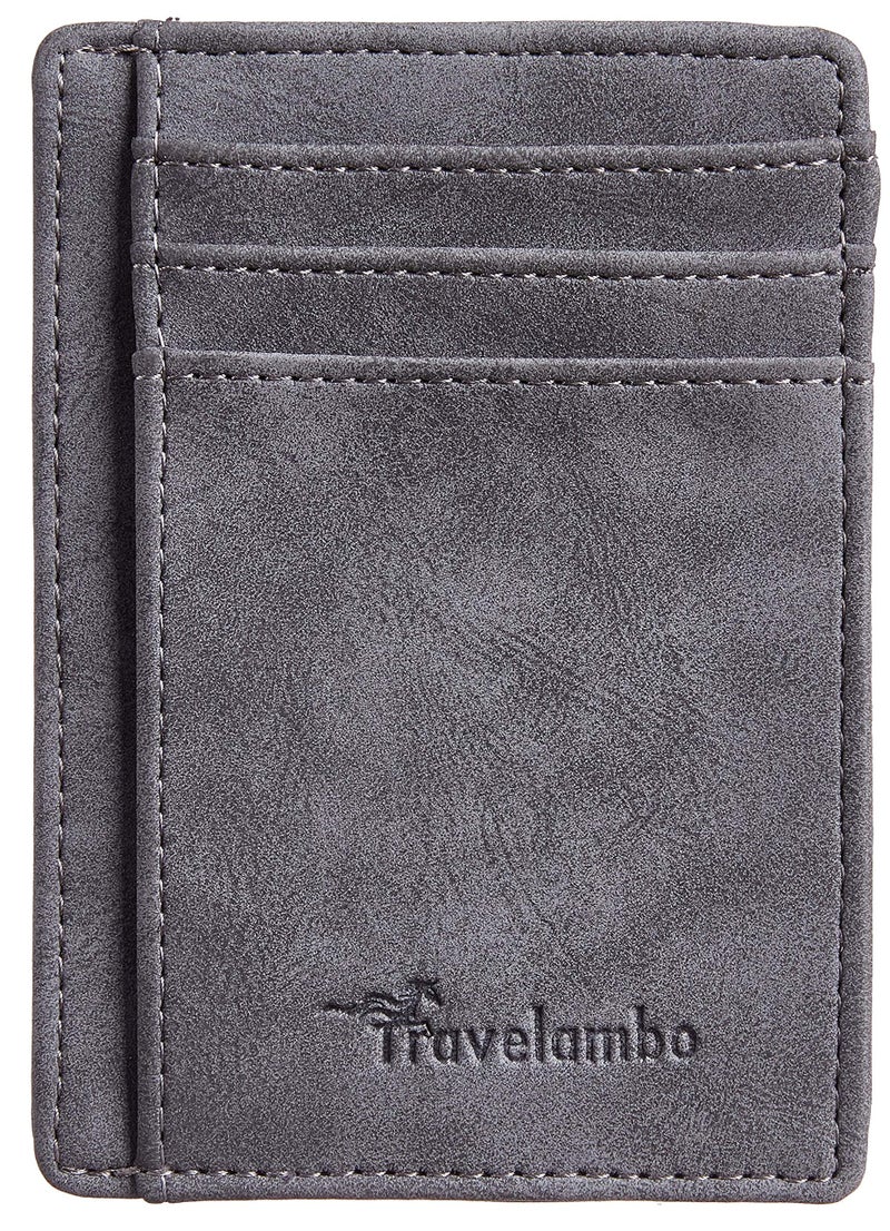 Travelambo Slim Wallet Front Pocket Minimalist Leather RFID Blocking Medium Size - Image 4