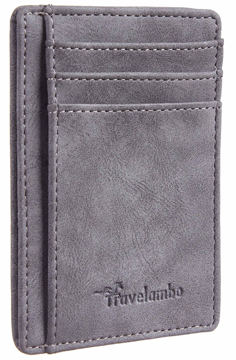 Travelambo Slim Wallet Front Pocket Minimalist Leather RFID Blocking Medium Size - Image 1