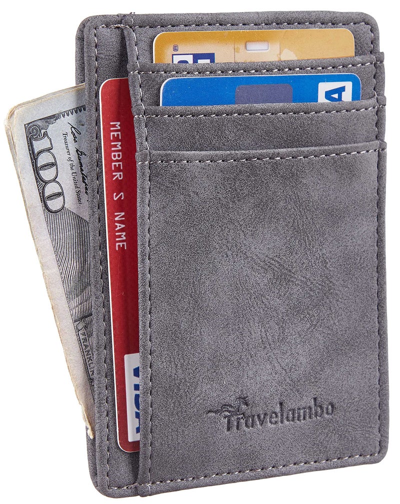 Travelambo Slim Wallet Front Pocket Minimalist Leather RFID Blocking Medium Size - Image 2