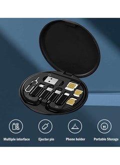 Memorii Yesimla USB C Adapter OTG Cable Kit, Multi Charging Cable Case Convertor USB-C to IOS Device/Type C/Micro/USB A Adapter, Data Transfer Contains Card Slot for Traveling, Phone Holder(Black)  - Image 2