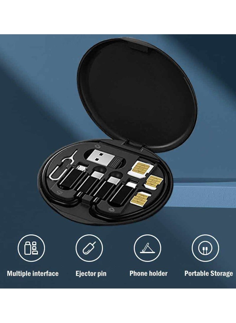 Memorii Yesimla USB C Adapter OTG Cable Kit, Multi Charging Cable Case Convertor USB-C to IOS Device/Type C/Micro/USB A Adapter, Data Transfer Contains Card Slot for Traveling, Phone Holder(Black) - Image 2