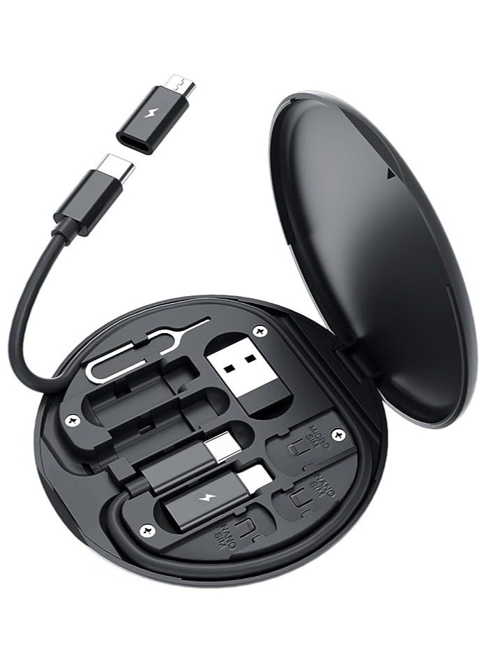 Memorii Yesimla USB C Adapter OTG Cable Kit, Multi Charging Cable Case Convertor USB-C to IOS Device/Type C/Micro/USB A Adapter, Data Transfer Contains Card Slot for Traveling, Phone Holder(Black) - Image 1