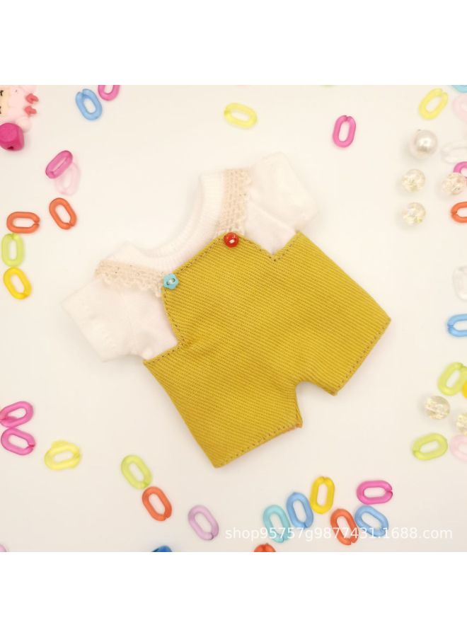 Labubu Vinyl Blind Box Clothes 8cm10cm12cm15cm20cm Cotton Doll Undecided Official Doll Clothes-color:Turmeric Suspenders Jeans + White Top-height:20cm Normal Body - Image 1