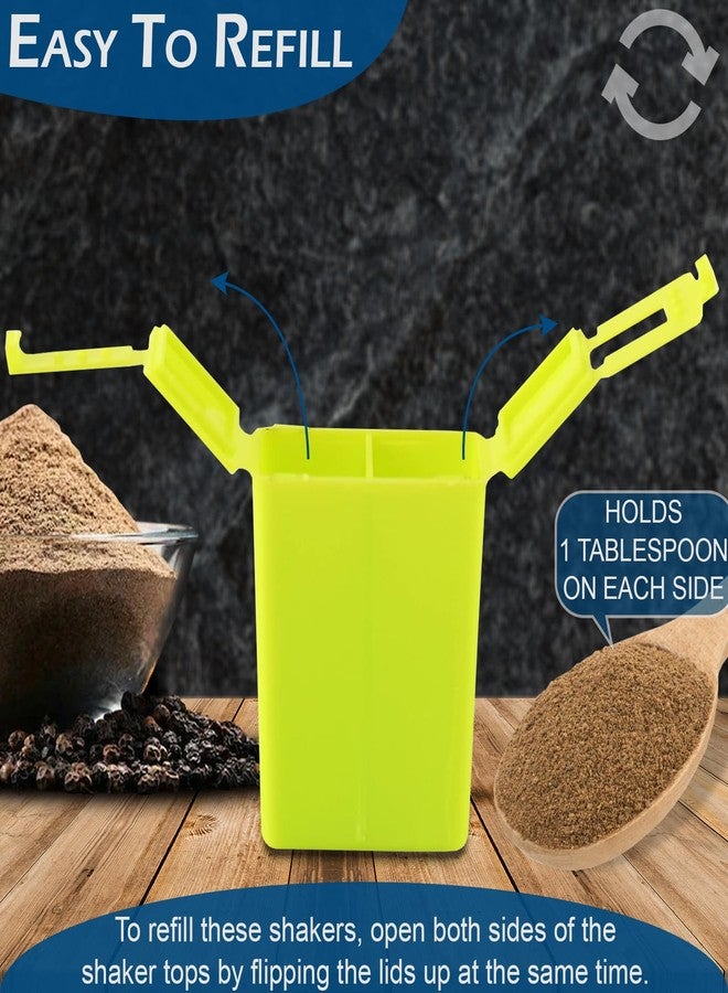 هوم-إكس طقم علب ملح وفلفل صغيرة من هوم-إكس - آمنة للغسل في غسالة الصحون، مصنوعة من البلاستيك مع أغطية - مثالية للتخييم والسفر وعلبة الغداء - طقم من علبتين - أخضر - Image 4