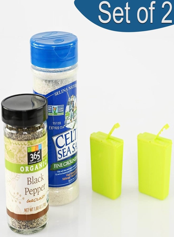 هوم-إكس طقم علب ملح وفلفل صغيرة من هوم-إكس - آمنة للغسل في غسالة الصحون، مصنوعة من البلاستيك مع أغطية - مثالية للتخييم والسفر وعلبة الغداء - طقم من علبتين - أخضر - Image 2