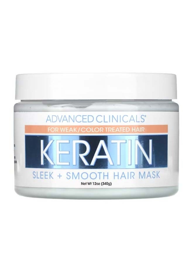 Advanced Clinicals Keratin  Sleek + Smooth Hair Mask  12 oz 340 g  - Image 1