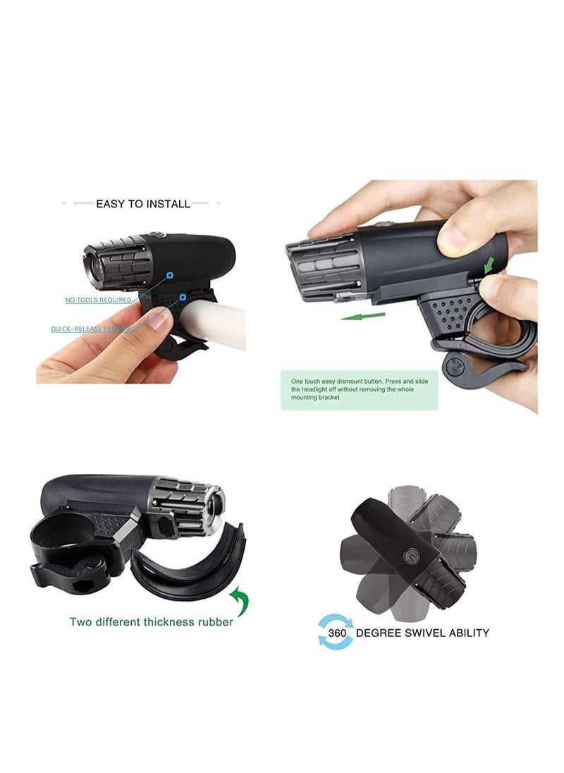 Womdee USB Rechargeable Bike Light Set 320 Lumens Powerful Front and Rear Bike Accessories  - Image 4