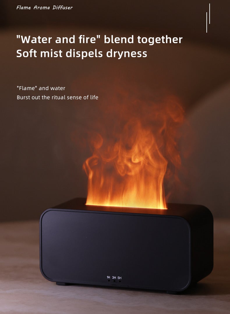 KHAJUL Essential Oil Diffuser Aromatherapy Humidifier, Flame Effect Desktop Use for Air Freshening and Relaxation (Black, Large) - Image 3
