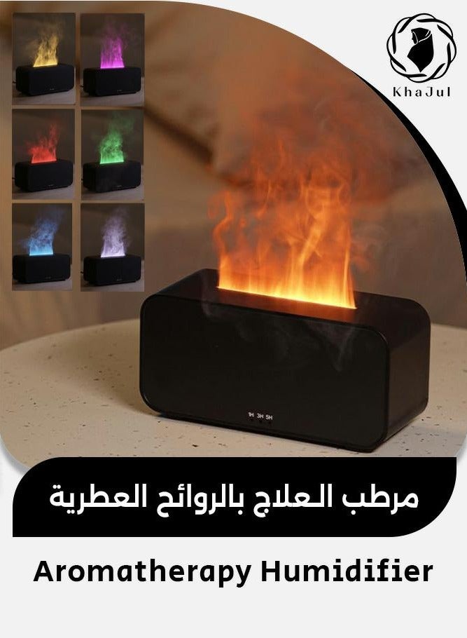 KHAJUL Essential Oil Diffuser Aromatherapy Humidifier, Flame Effect Desktop Use for Air Freshening and Relaxation (Black, Large) - Image 1